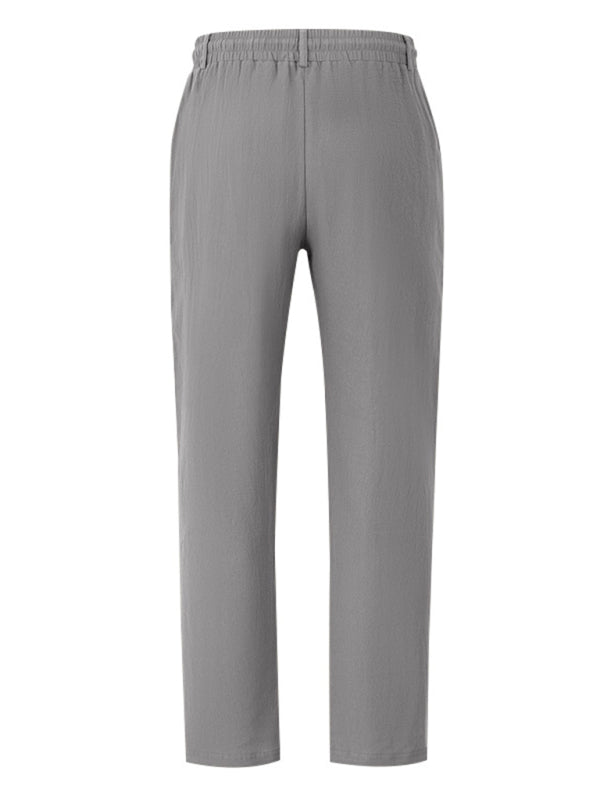 Men's grey breathable linen loose casual trousers