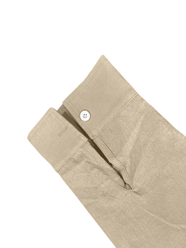 Linen long-sleeved stand-up collar breathable casual men's shirt