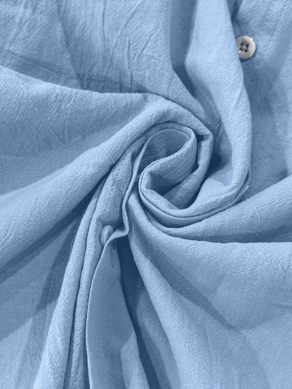 Linen long-sleeved stand-up collar breathable casual men's shirt