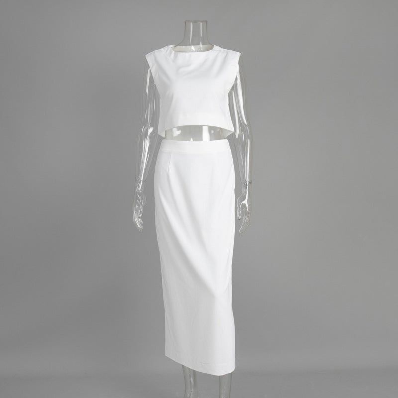 Cotton and Linen Vest Skirt Set