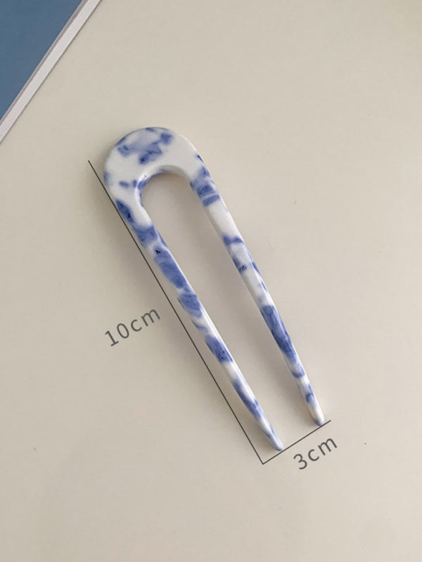 Vintage Porcelain Print Hair Clip Set