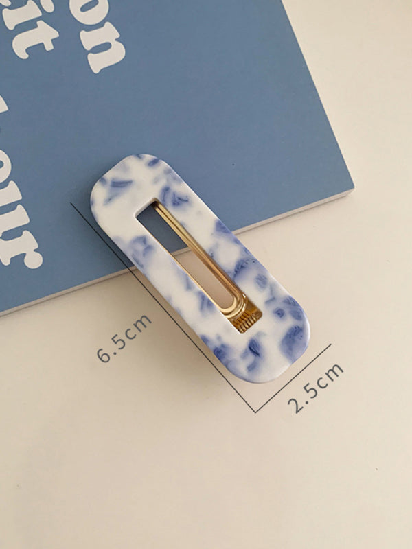 Vintage Porcelain Print Hair Clip Set