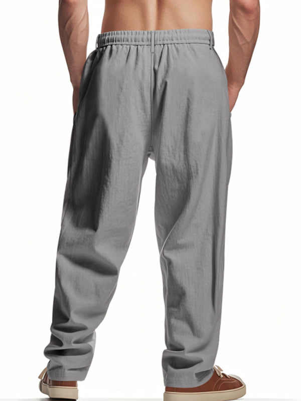 Men's grey breathable linen loose casual trousers