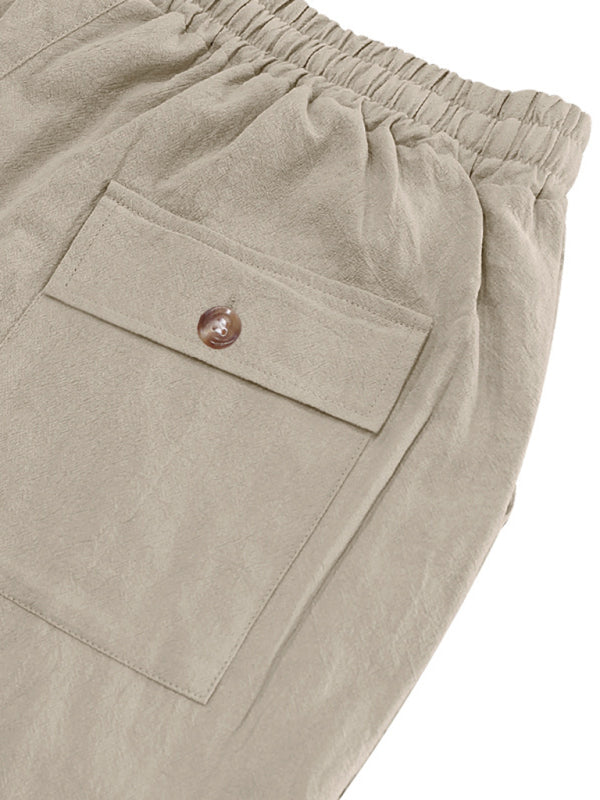 Loose linen casual wide-leg beach sports four seasons breathable trousers