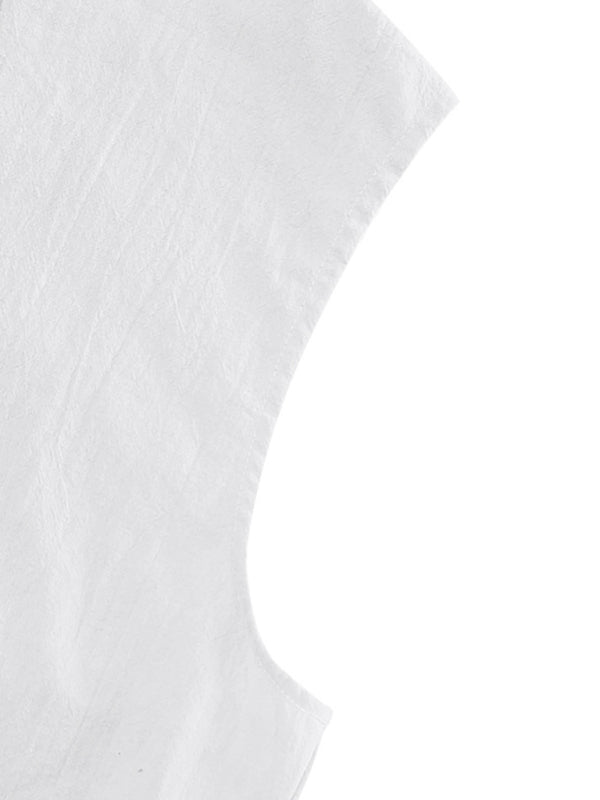 Men's Casual Sleeveless Waistcoat Shirt Linen Hooded Solid Color Breathable Loose Top