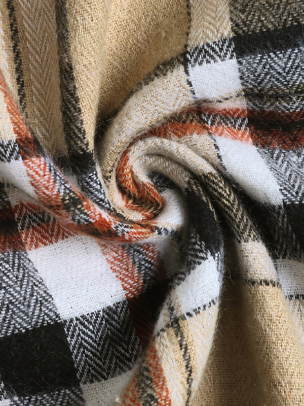 Retro Plaid Shorts Skirt Suit Casual Lapel Shirt Cardigan Two-piece Set